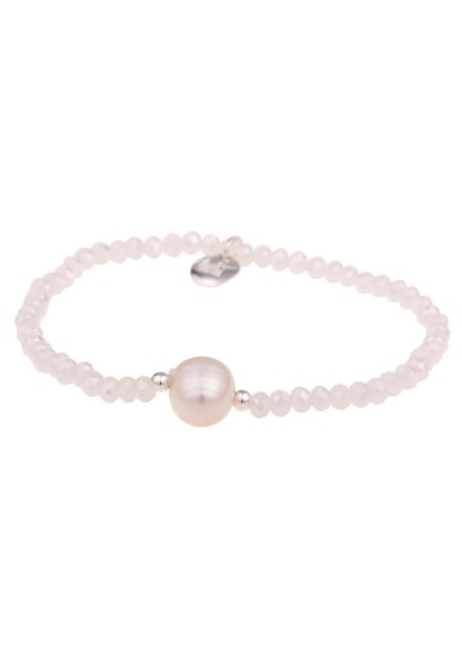 Leslii Damen-Armband Jenna Glas-Perlen weißes Perlen-Armband Modeschmuck in Weiß