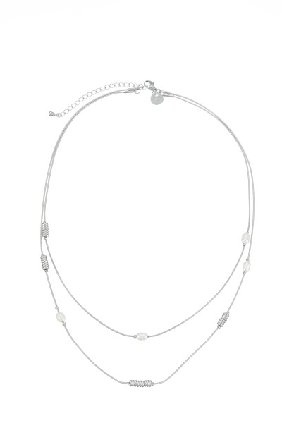 Leslii Kurze Kette Layering Perlen Silber