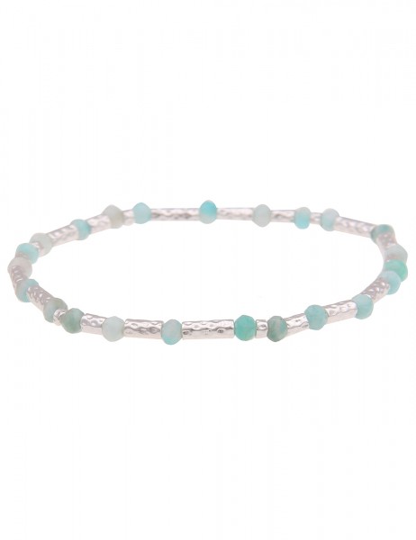 Leslii Armband Muster-Stäbe Naturstein in Silber Mint