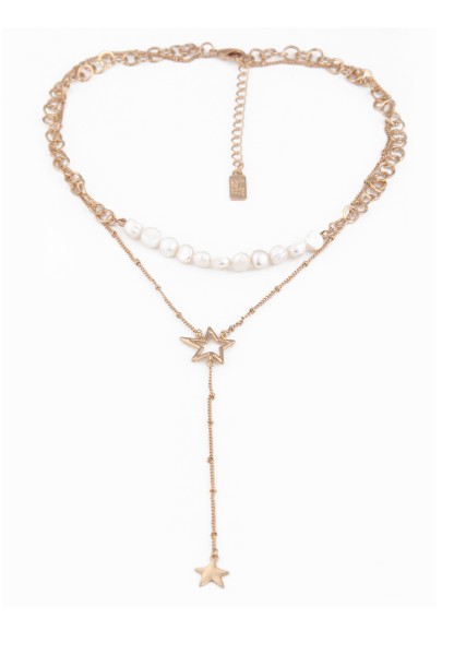 Leslii kurze Halskette Layerig-Kette mit Sternenanhänger in Gold