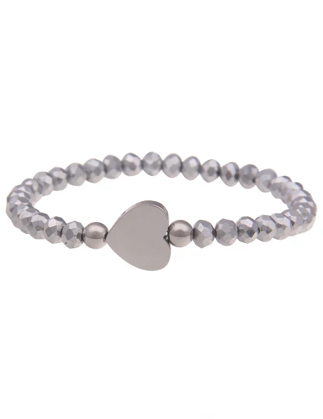 Leslii Armband Glasperlen Glanz Herz in Grau Silber