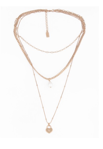 Leslii kurze Halskette Layerig-Kette mit Schlüsselloch- Anhänger in Gold