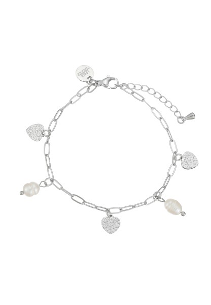 Leslii Armband Herz echte Perlen Silber