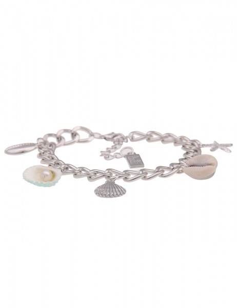 Leslii Damen-Armband Glieder-Armband Strand-Motive Bettel-Armband Muschel Armschmuck Silber Mint