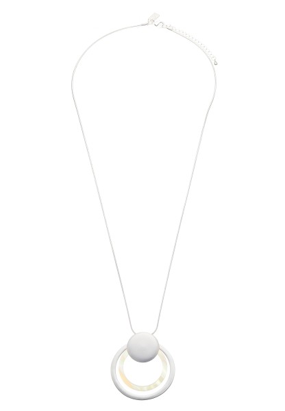 Leslii lange Halskette Silber Muster Ring-Anhänger