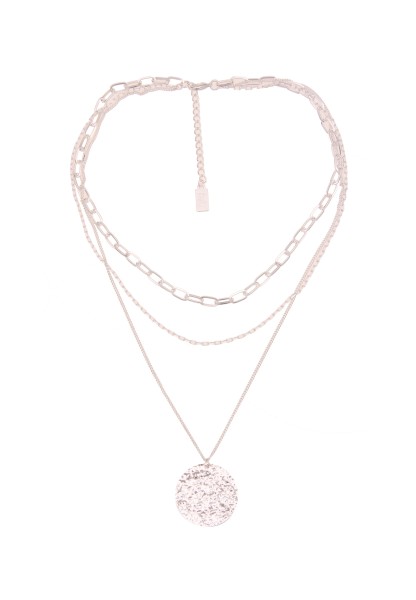 Leslii Damen-Kette Layering Muster Scheibe kurze Halskette silberne Modeschmuck-Kette in Silber
