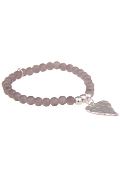 Leslii Damen-Armband Herz Stein-Armband Kugel-Armband graues Modeschmuck-Armband Grau Silber
