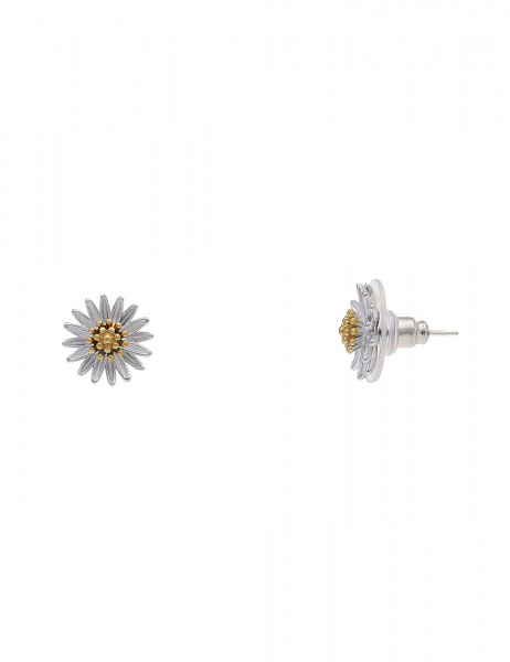 Leslii Damen-Ohrringe Ohrstecker Gänseblümchen Bicolor-Ohrschmuck Blumen-Ohrringe Silber Gold
