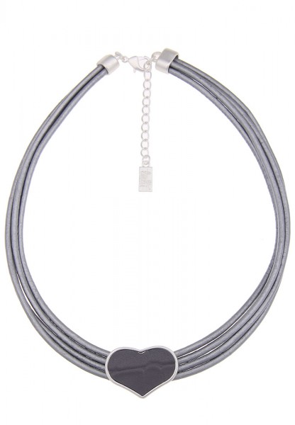 SALE Kurze Halskette Herz silber grau - 13/grau