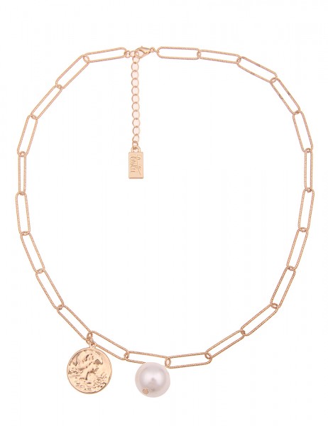 Leslii Kurze Halskette Gliederkette Perle in Gold Weiß