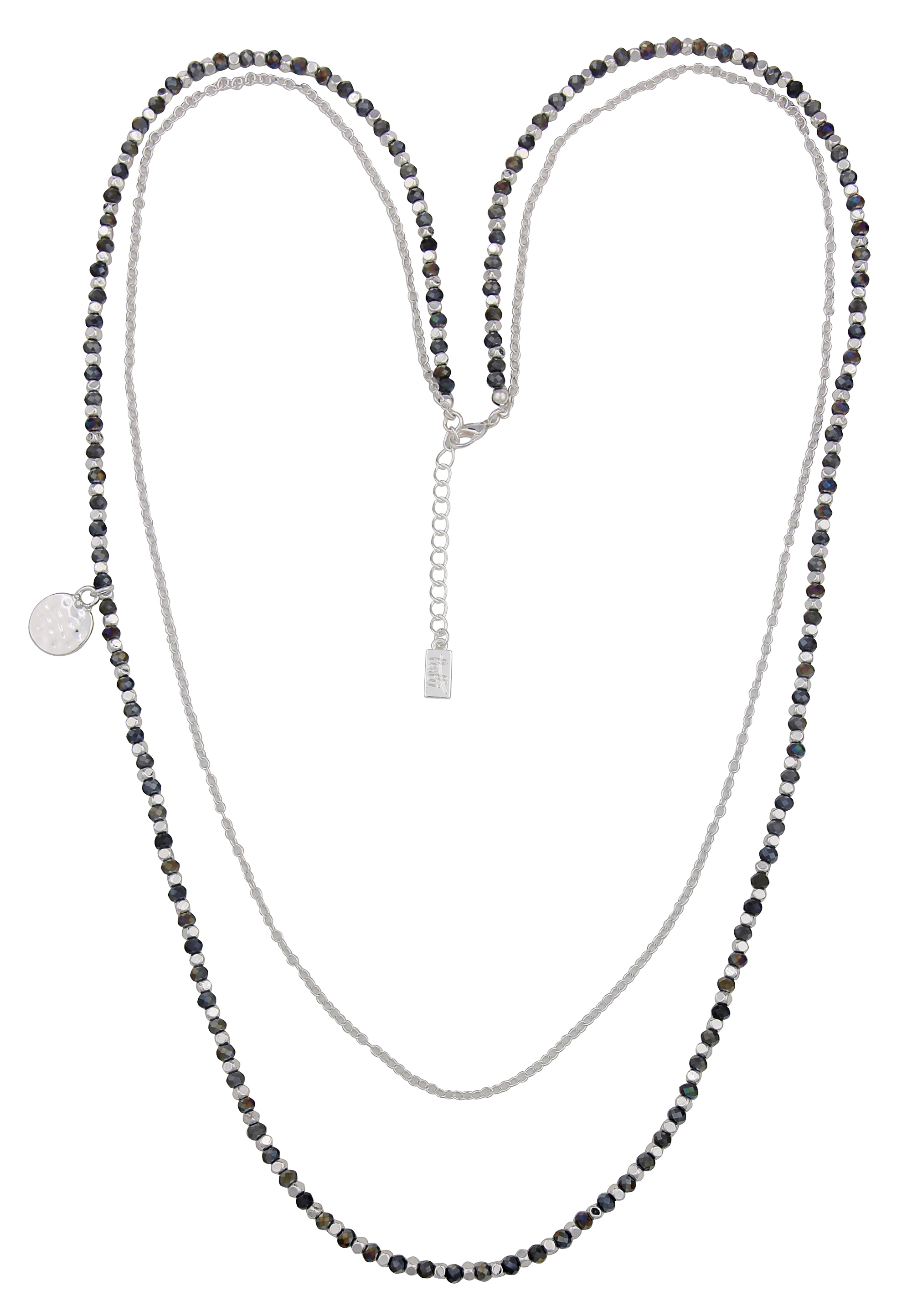 lange Halsketten Schwarz Leslii Layering | Silber Online Damen-Kette Halskette Shop lange Glasperlen Leslii Ketten Gunmetal | | Grau