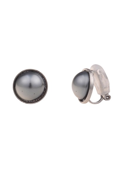 Leslii Damen-Ohrringe Ohr-Clip graue Perlen-Ohrringe Classic Modeschmuck-Ohrringe Silber Grau