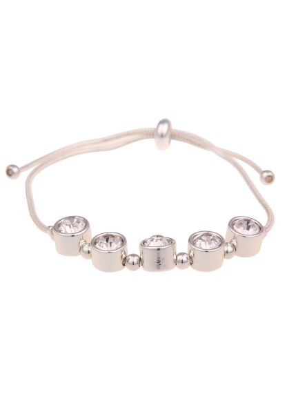 Leslii Damen-Armband Annette Glitzer Glas-Steine silbernes Modeschmuck-Armband in Silber Weiß