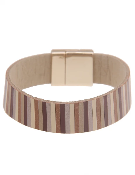 Leslii Armband Statement Streifen-Muster in Braun Gold