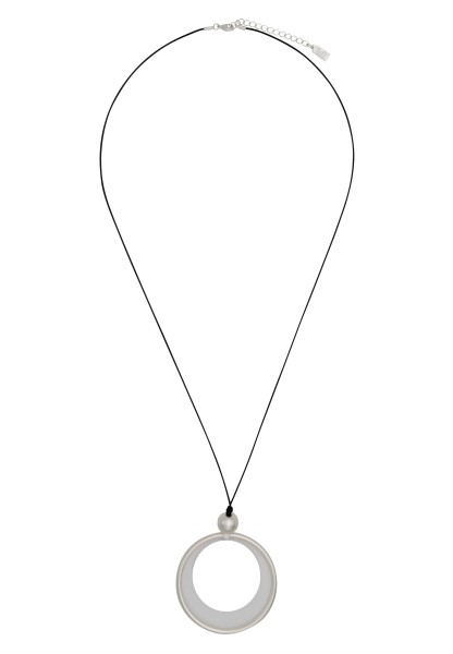 Leslii Damen-Kette lange Halskette Statement Ring Modeschmuck-Kette in Schwarz Silber