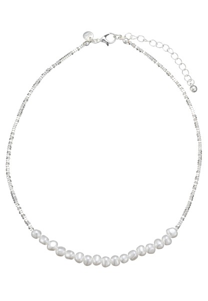 Leslii Kurze Kette Modern Pearls Silber Weiß