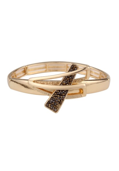 Leslii Damen-Armband Yvonne Statement-Armband Glitzer Armreif Modeschmuck-Armband Gold