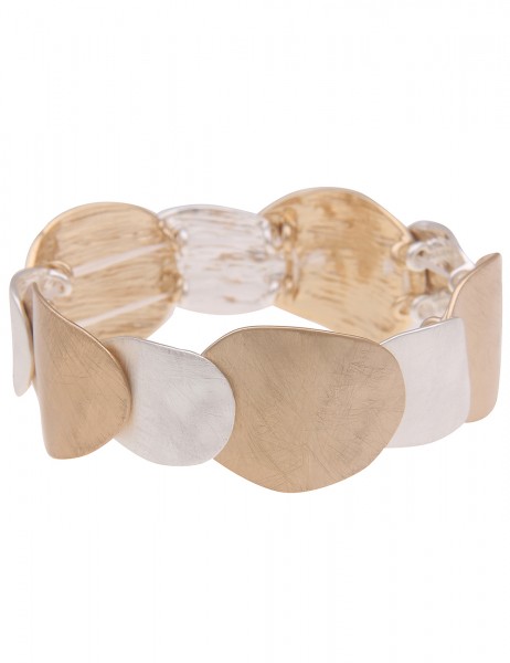 Leslii Armband Armreif Bicolor Matt Ovale in Silber Gold