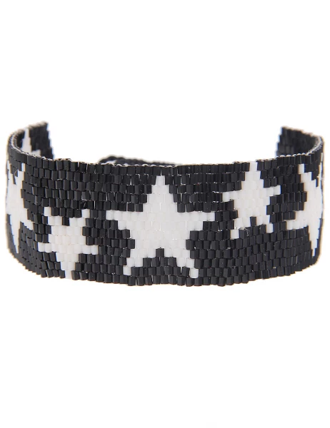 -70% SALELeslii Armband Web-Muster Sterne in Schwarz Weiß