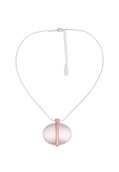 Leslii Damen-Kette Bicolor-Anhänger Matt silberne Modeschmuck Kette kurze Halskette Silber Rosé