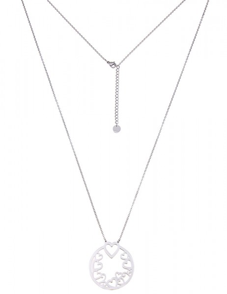 Leslii Lange Halskette Herz-Ring in Silber
