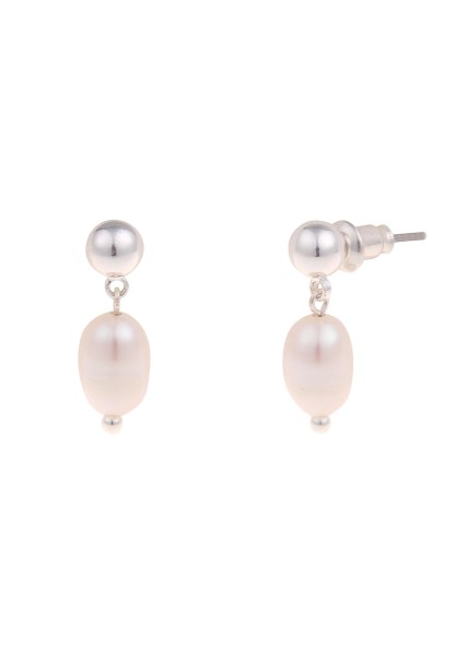 Leslii Damen-Ohrringe Hella weiße Perlen-Ohrringe Ohrstecker Süßwasser-Zuchtperlen Weiß