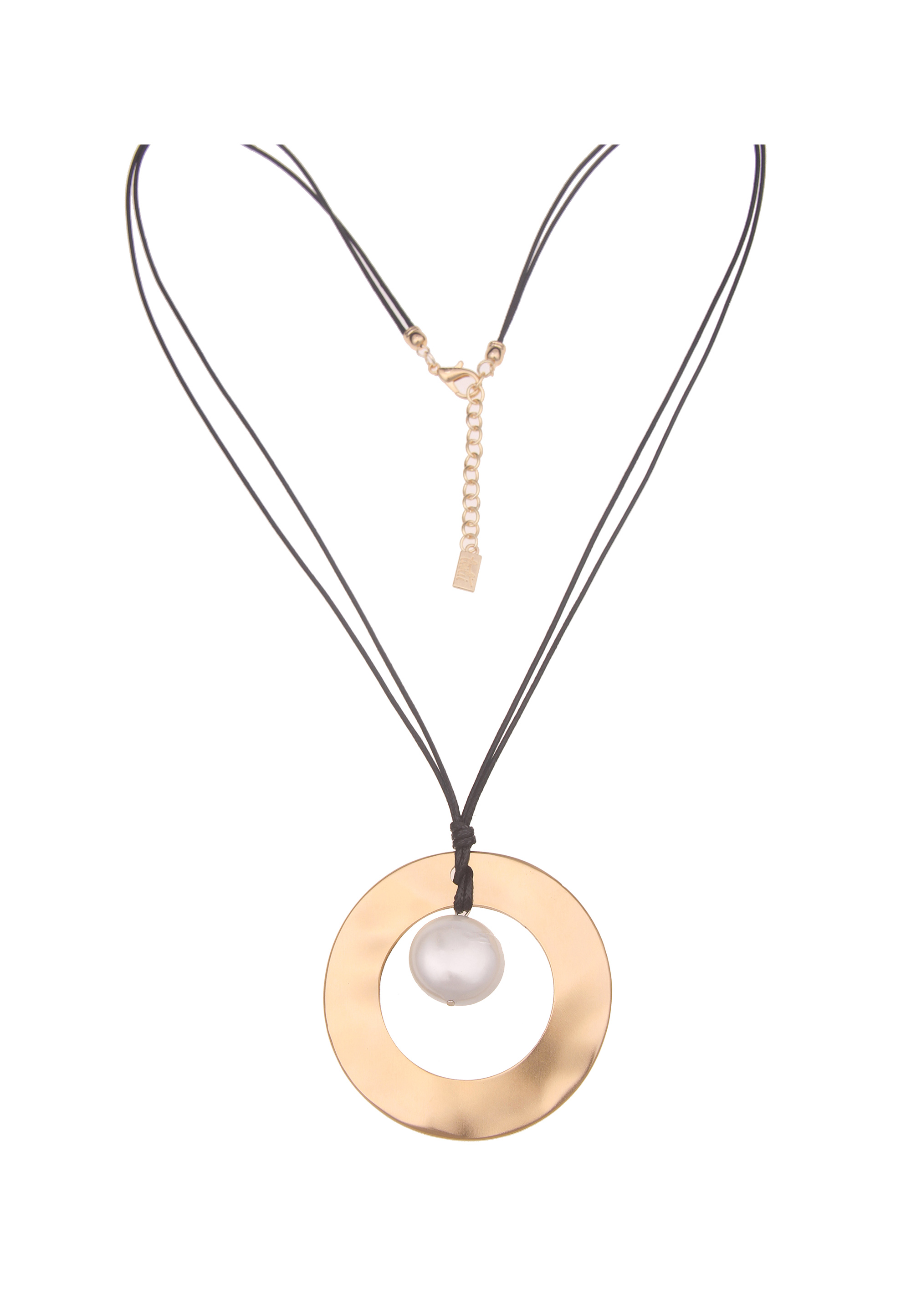 Leslii Kette Perlen-Ring Schwarz Gold | Leslii Online Shop