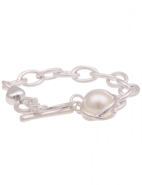 Leslii Armband Glieder-Armband Perle in Silber Weiß