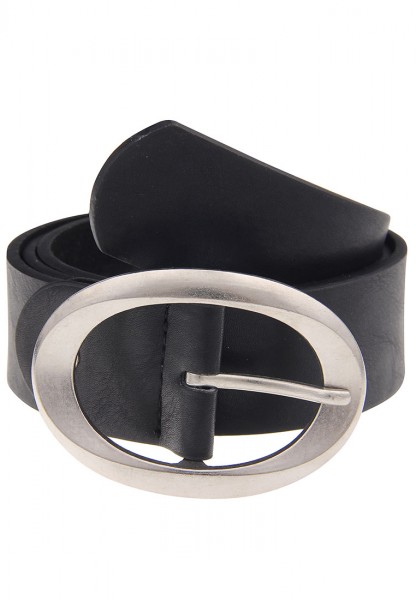 Leslii Damen-Gürtel Classic Ovale-Schnalle schwarzer Gürtel Basic Uni Breite 4cm Schwarz Silber