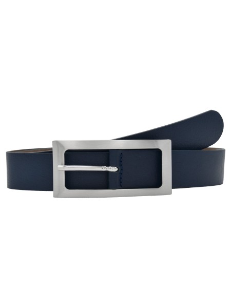 Leslii Premium Gürtel echter Leder-Gürtel blauer Gürtel Kalbs-Nappaleder Breite 3cm Narbung Navy Sil