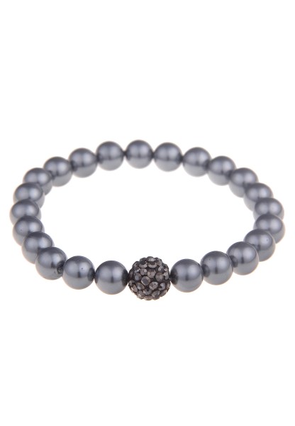 Leslii Damen-Armband Evelyn Perlen-Armband graue Perlen dehnbar Modeschmuck-Armband Grau