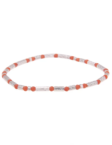 Leslii Armband Muster-Stäbe Kugeln in Silber Orange