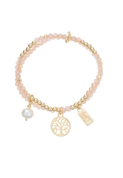 Leslii Armband Lebensbaum Rosa Beige