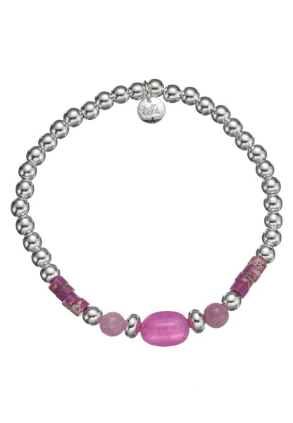 Leslii Armband Stein Kugeln Stretch in Pink