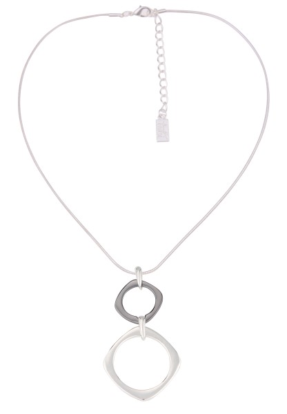 Leslii Damen-Kette Rechteck-Anhänger kurze Halskette silberne Modeschmuck-Kette in Silber Grau