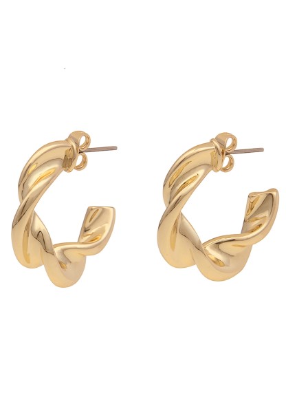 Leslii Damen-Ohrringe Creolen Swirl goldener Ohrschmuck Modeschmuck-Ohrringe in Gold