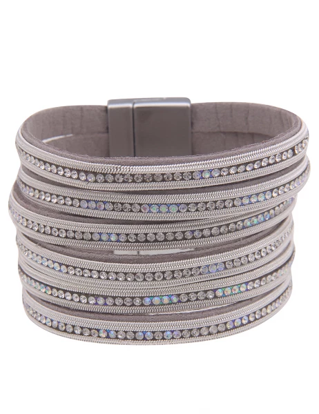 Leslii -50% SALE Armband XXL Glitzer in Silber Weiß