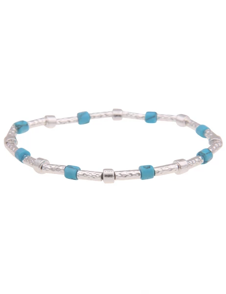 -50% SALE Leslii Armband Muster Stäbe Steine in Silber Blau