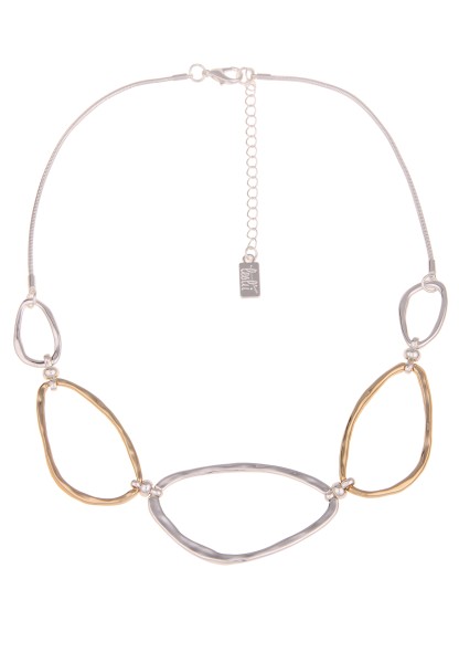 Leslii Damen-Kette Statement Bicolor Collier kurze Halskette silberne Modeschmuck-Kette in Silber Go