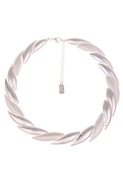 Leslii Damen-Kette Schwung Statement-Kette kurze Halskette silberne Modeschmuck-Kette Silber