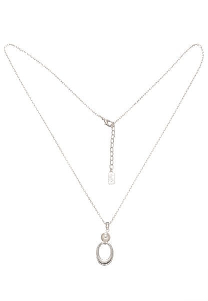 Leslii Lange Halskette Pearl Oval Silber