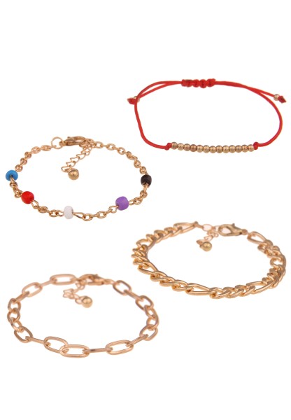 Leslii Damen-Armband Set Material-Mix Glieder-Armband buntes Modeschmuck-Armband mehrfarbig
