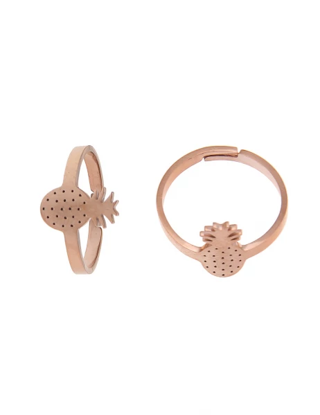 Leslii Damen-Ring Ananas Früchte Obst Modeschmuck-Ring Größe verstellbar in Rosé