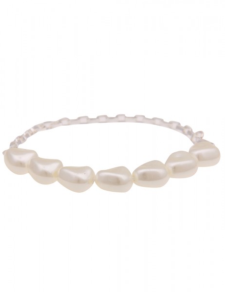 Leslii Damen-Armband Doreen Perlen-Armband Glieder-Armband Modeschmuck-Armband Silber Weiß