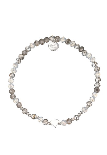 Leslii Damen-Armband Karoline Kristall Glasperlen dehnbar Grau