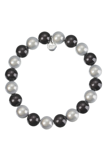 Leslii Reflective Pearl Perlen-Armband Magic 3D-Effekt Ø 14mm in Schwarz Weiß