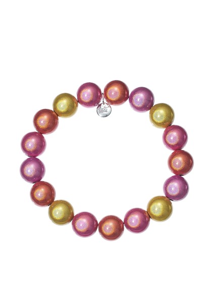 Leslii Reflective Pearl Perlen-Armband Magic 3D-Effekt Ø 12mm Orange Pink