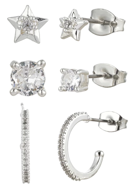 Leslii Ohrring Set Silber Glitzer