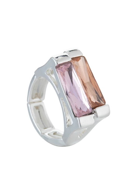 Leslii Ring Statement Kristalle Silber Rosa