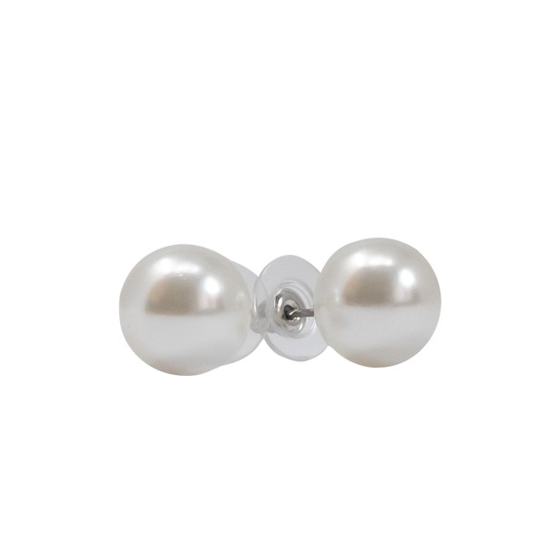 Leslii Damen-Ohrringe Ohrstecker Perlen-Ohrringe weiße Perlen Modeschmuck-Ohrringe 12mm Weiß